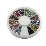  1200 Pcs Pearl 12 Color 2mm Nail Art Nailart Manicure Glitter Rhinestones Tips Decoration + Wheel
