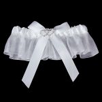  Bridal Double Heart Rhinestone Wedding Garter Satin Toss -White