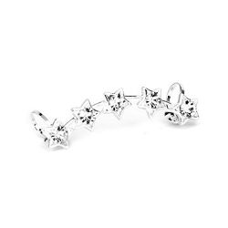  1 x Women's 5-Pointed Star Shape Rhinestone Ear Cuff Wrap Clip Earring---Silver