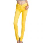 Summer Yellow Fashion Female Stretch Candy Colored Pencil Women's Pants Sexy Elastic Cotton Jeans Pants Denim Trousers L Summer Yellow Fashion Female Stretch Candy Colored Pencil Women's Pants Sexy Elastic Cotton Jeans Pants Denim Trousers L