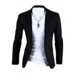  stylish sexy men's slim fit suit one button business casual blazer coat jacket black size xxl=us uk l