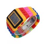  Multi-Color Block Brick Style Wrist Watch with LED Night Light - Yellow