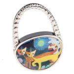  Yellow Orange Oval Metal Folding Foldable Handbag Purse Table Hook Hanger Holder
