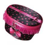  women cosmetic bag travel makeup make up storage organizer box beauty case-black + rose red heart