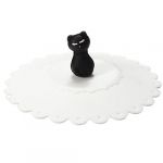  Cute Anti-dust Cartoon Silicone Glass Cup Cover Coffee Mug Suction Seal Lid Cap white+black