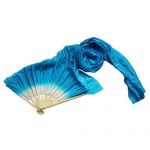  Hot sale 1.8m Hand Made Belly Dance Dancing Silk Bamboo Long Fans Veils Blue