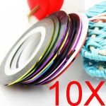 10x Rolls Nail Art Tape Line Strips False Decoration Sticker Decals Tips Set Kit