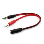  3.5mm Female to Dual Male Mic Audio Y Splitter Cable Extension Cord For PC