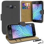 Samsung Galaxy J1 - Premium Leather Book Wallet Case Cover Pouch + Screen Protector With Microfibre Polishing Cloth + Touch Screen Stylus Pen