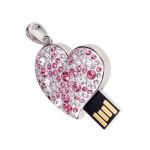  16 GB USB 2.0 Glitter Rhinestone Heart Style Flash Memory Drive Flash Disk Pen Drive - Pink