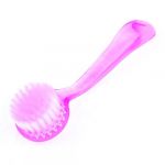 Nonslip Plastic Handle Facial Face Skin Care Cleaning Soft Brush Clear Fuchsia