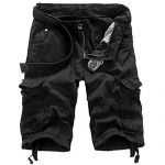  Mens Cotton Summer Army Combat Camo Work Cargo Shorts Pants Trousers -Black,38