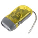  Yellow 3 LED Hand Press No Battery Wind up Crank Camping Outdoor Flashlight Light Torch