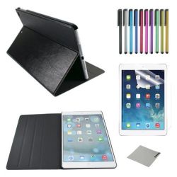 PicknBuy® lightweight Smart Cover Case for iPad Air (5th Gen 2013) with Full Sleep Wake compatibility + 2x Screen Protector + 10x Stylus Pen w/ various Colours + Free Cleaning Cloth - Black