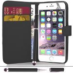 Apple iPhone 6 - Premium Leather Wallet Flip Case Cover + Free Screen Protector & Cloth & Stylus Pen