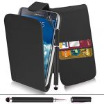 Samsung Galaxy Note Edge - Black Premium Leather Flip Wallet Case Cover Pouch + Screen Protector With Microfibre Polishing Cloth + Touch Screen Stylus Pen