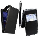 SAMSUNG GALAXY S3 III MINI i8190 VARIOUS DESIGN CARD POCKET HOLDER PU LEATHER MAGNETIC FLIP CASE COVER POUCH + FREE STYLUS (Black)