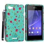 SONY XPERIA E3 (D2203 D2206) GEL RUBBER SILICONE PROTECTION SKIN CASE COVER + STYLUS (Pink Flower on Green) SONY XPERIA E3 (D2203 D2206) GEL RUBBER SILICONE PROTECTION SKIN CASE COVER + STYLUS (Pink Flower on Green)