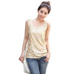 Womens Shining Vest Bling Sequin Tank Top Sleeveless T Shirt