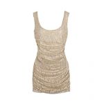 Womens sexy club gold lace folds minidress pencil dress