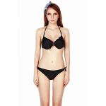 Womens padded ruched triangle swimwear bikini sets bathing suit (black, uk10/eu38/l cup:36b)