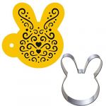 Rabbit Head Pattern Cookie Cutter and Stencil 2Pcs Set Easter Day Cake Baking Fondant Tools