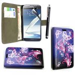 SAMSUNG GALAXY NOTE 3 III N9000 N9005 ULTRA BUTTERFLY BLUE CARD POCKET MAGNETIC WALLET BOOK FLIP PU LEATHER CASE SKIN COVER POUCH + FREE STYLUS