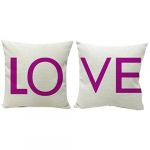 Set of 2 Cotton Linen Decorative Covers Couple Throw Pillow Cover Cushion Case Pillow Case