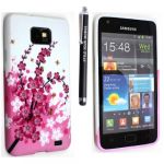 STYLE YOUR MOBILE VARIOUS DESIGN SAMSUNG GALAXY S2 SII i9100 SILICONE SKIN PROTECTION CASE COVER + FREE STYLUS (PLUM FLOWERS SILICONE)