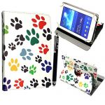 Universal Printed Various PU Leather Stand Case Cover Fits All 8.0 Inch Android Tablets devices + Stylus (Multi Dog Cat Foot 360)