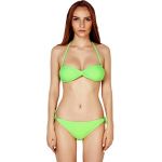 Womens Lady Sexy 2 PCS Solid Padded Twist Bandeau Beachwear Swimwear Swimsuit Bikini Sets Bathing Suits (Green, UK10/EU38/L Cup:36B)