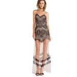 Womens Sheer Floral Lace V-neck Hollow Out Evening Party Dress