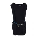 Womens Solid Lantern Button-shoulder Tunic Summer Dress with Belt