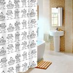 Shower curtain kids bathroom cartoon screen with 12 plastic hooks 150x180cm