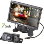 Car Parking Kits - 7 TFT Color LCD 2 Video Input Car Rear View Headrest Monitor DVD VCR Car Monitor+LED Car Rearview Reverse Reversing Waterproof Colour Video Camera