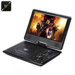 9 Inch Portable Region Free DVD Player - 270 Swivel Screen, Hitachi Lens, 16:9 Aspect, 1280x800 Resolution, SD Card Slot