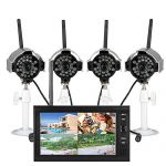 4 Channel Wireless DVR Kit - 7 inch TFT-LCD Monitor, 4 IR Night Vision Cameras, Motion Detection, Micro SD Card Recording