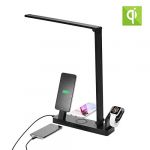 Qi Wireless Charger Dock Stand Docking Station Holder Cradle for Apple Watch , Charging Stand for Apple Watch with USBT Type C, USB 2.0, iPhone Charging Dock, Watch Stand, 10W Lamp