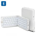 68 Key Folding Keyboard - Bluetooth 3.0, 310mAh Battery, Function Keys, Ergonomic Design, Long Battery Life - Wireless Foldable Bluetooth Keyboard Compatible with Devices Running Win7 Windows XP, Vista, iOS 6.0 or Above and Android 3.0 or Above - White