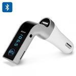 Bluetooth Car FM Transmitter - 87.5-108 MHz, SD card Slot, Noise Reduction, MP3 + WMA Support, BT 2.1 A2DP (Silver)