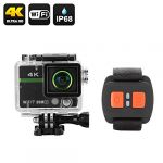 Ultra HD 4K Action Camera Clarion - 20MP, 170 Degree Lens, DVR Loop Recording, Wrist Remote Control, Wi-Fi, iOS + Android App (Black)