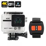Ultra HD 4K Action Camera Clarion - 20MP, 170 Degree Lens, Sony CMOS, Wrist Remote Control, Wi-Fi, DVR Loop Recording (White)