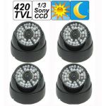  4 Pack ,1/3 Inch Sony CCD IR Night Vision Dome CCTV Security Camera with 48 Pcs IR LEDs, 420 TV Lines, 4mm Lens, Night vision function, Indoor Home / Business Security Video Surveillance Used