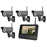  7 Home Surveillance 4CH Wireless Waterproof Camera DVR Systems(IP66), 7 TFT Monitor integrated Video Recorder, Digital Wireless Home Surveillance with 4 Night Vision Cameras(20 Meter Night Vision Range)