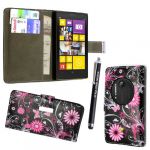 Style your mobile nokia lumia 1020 new butterfly pu leather card pocket book flip case cover pouch + free stylus