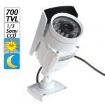  BWS702 700TVL 1/3 Inch Sony Effio-E Color CCD Sensor High Resolution Weatherproof CCTV Security Camera 23IR Infrared to 20 Metres Night Vision White Bullet Surveillance Camera W/Bracket 6mm Fixed Lens With OSD Menu for Indoor / Outdoor / Home / Busin
