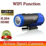  New Mini Sport Camera Full HD 1080P 30FPS+WiFi+HDMI H.264 Video Action Helmet Camera (10 Meters Waterproof, 180 Degrees Wide Viewing Angle) - Blue