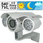  Three Light Tubes Design Outdoor IR Night Vision 540TVL 1/3 Sony CCD CDS 8mm Lens Bullet Surveillance Security Camera with 80M IR View Distance, IP66 Waterproof Level, Silver Color Security Video Surveillance System Camera