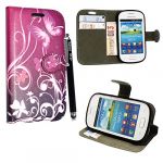 SAMSUNG GALAXY FAME S6810 ULTRA BUTTERFLY PURPLE PU LEATHER MAGNETIC CARD POCKET BOOK FLIP CASE COVER POUCH + FREE STYLUS