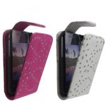 A PACK OF STYLISH PINK AND WHITE CRYSTAL DIAMOND BLING LEATHER FLIP CASE COVER POUCH FOR SAMSUNG GALAXY Y S5360